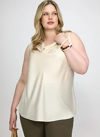 Satin Cowl Neck Sleeveless Top