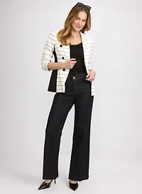 Striped Knit Blazer & Wide-Leg Trouser Jeans