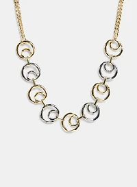 Collier en chaine à anneaux deux tons