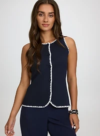 Sleeveless Button-Down Knit