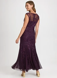Floral Embroidered Tulle Dress