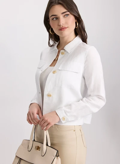 Veste courte en mélange de lin