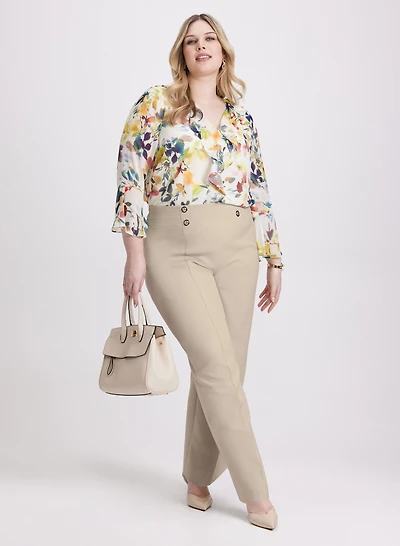 Floral Print Blouse & Olivia Wide-Leg Pants