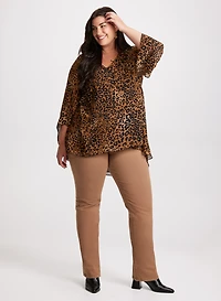 Leopard Print Blouse & Straight Leg Jeans