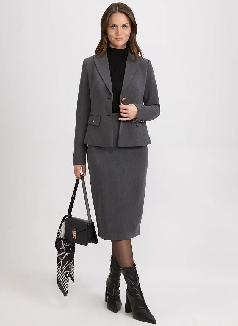 Peplum Back Blazer & Bi-Stretch Pencil Skirt