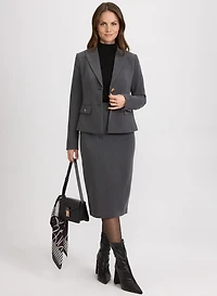 Peplum Back Blazer & Bi-Stretch Pencil Skirt
