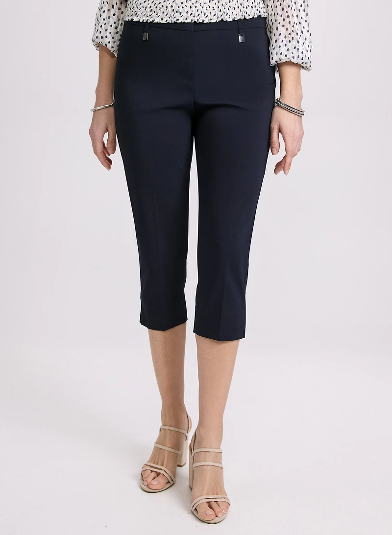 Tab Detail Slim-Leg Capris