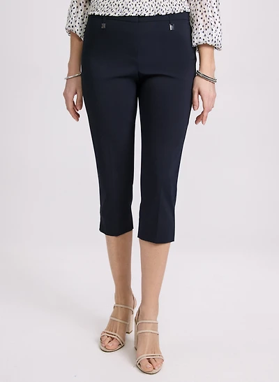 Tab Detail Slim-Leg Capris