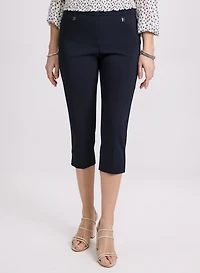 Tab Detail Slim-Leg Capris
