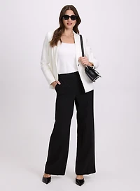 Blazer à bouton unique et pantalon à jambe large