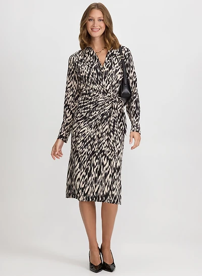 Abstract Tie-Waist Dress