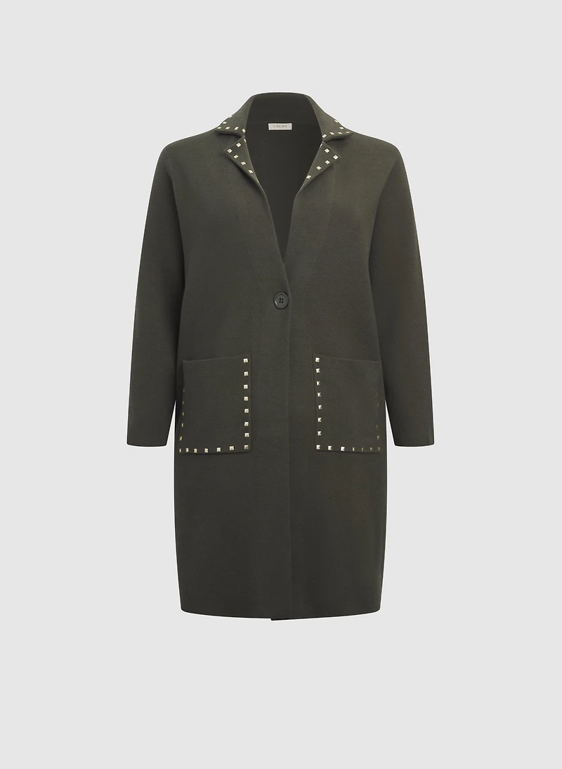 Cardigan long à détails cloutés