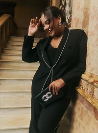 Blazer à bandes en cristaux et pantalon