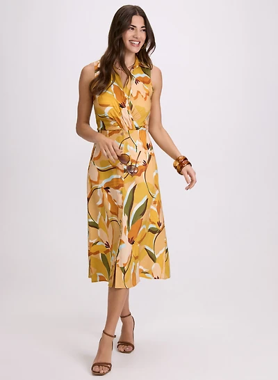 Floral Linen-Blend Dress