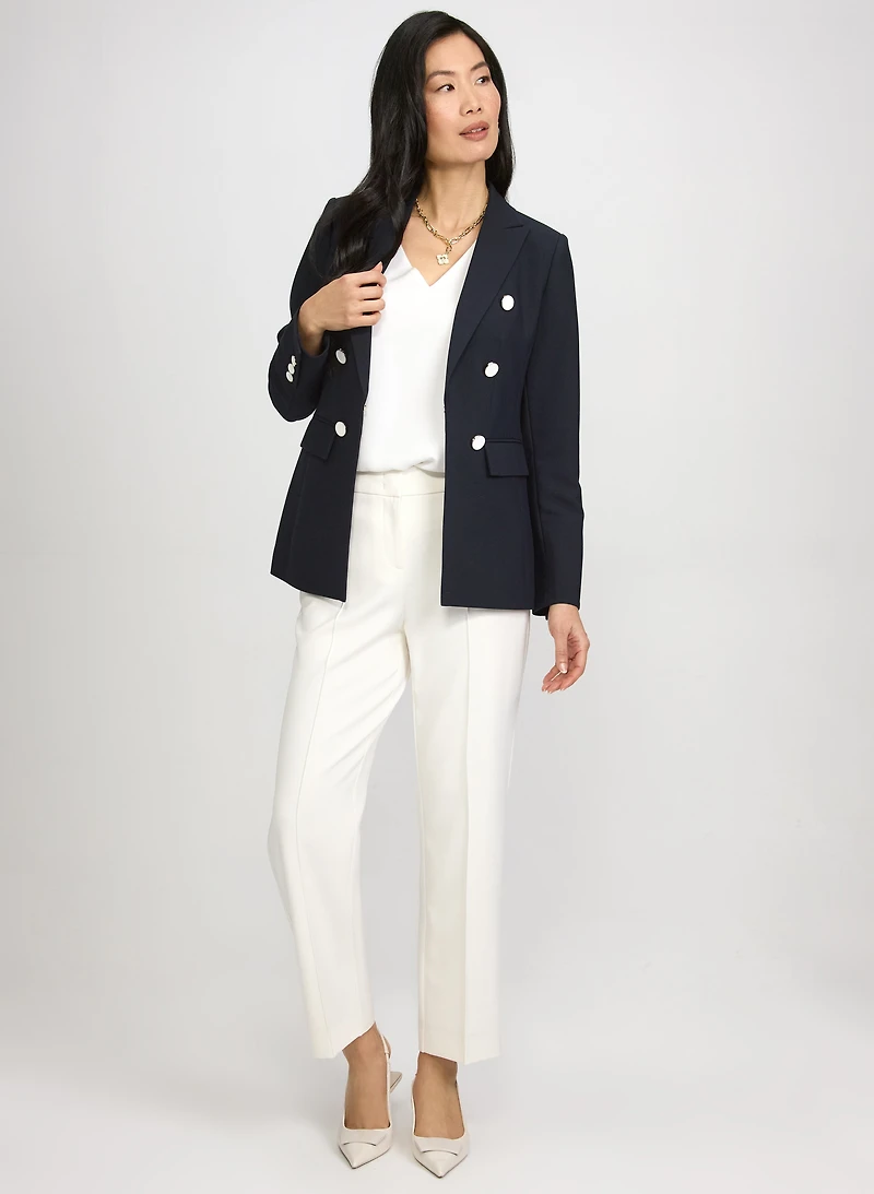 Button Detail Blazer & Straight-Leg Pants