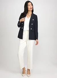 Button Detail Blazer & Straight-Leg Pants