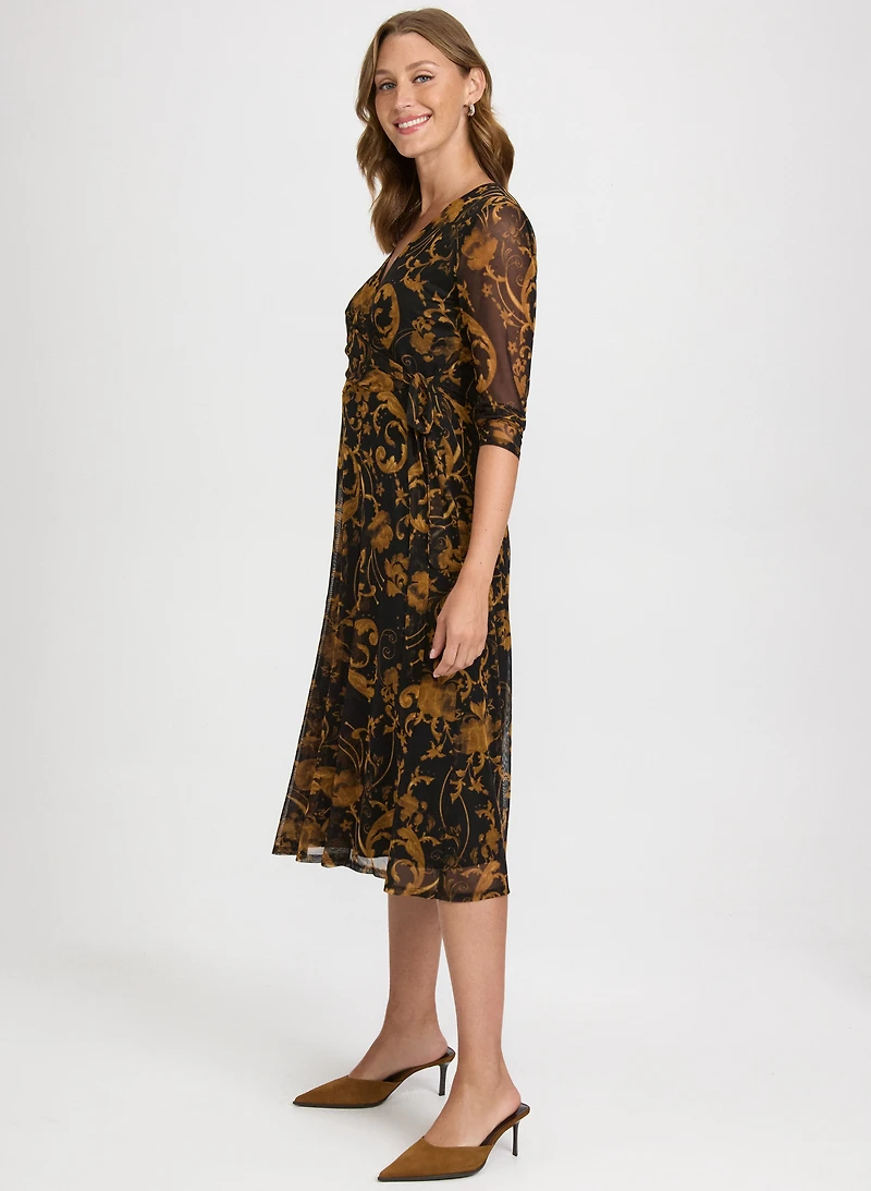 Paisley Faux-Wrap Dress