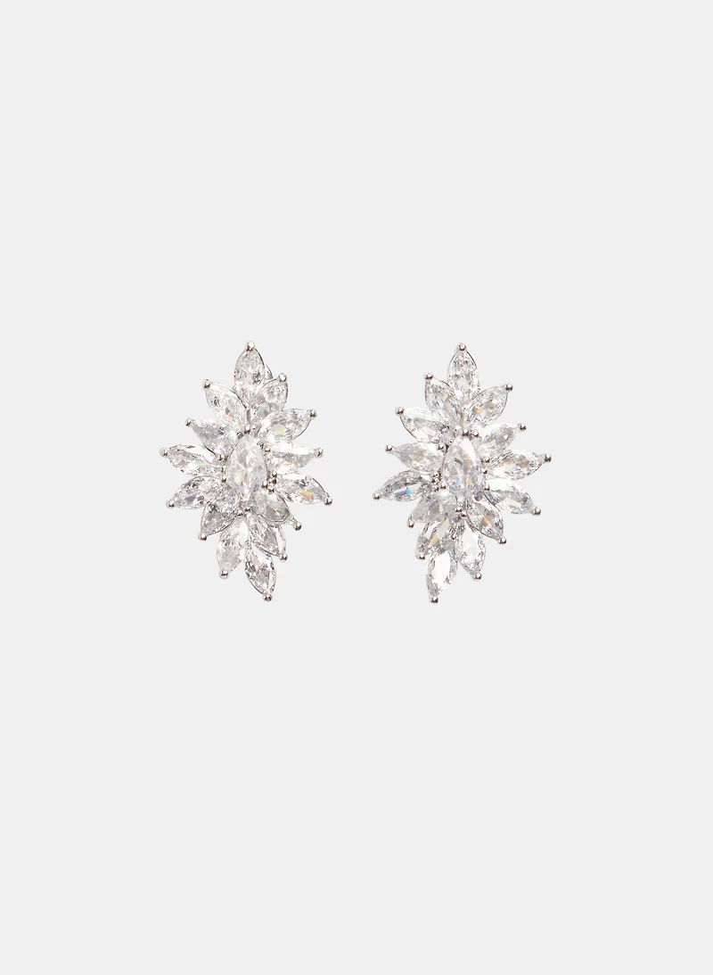 Cubic Zirconia Cluster Earrings