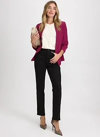 Twill 3/4 Sleeve Blazer & Straight-Leg Jeans