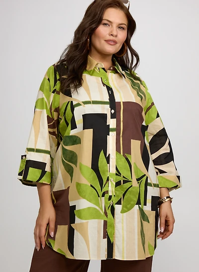 Chemisier en coton à feuillage