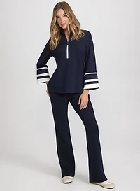 Half-Zip Scuba Top & Flare-Leg Scuba Pants