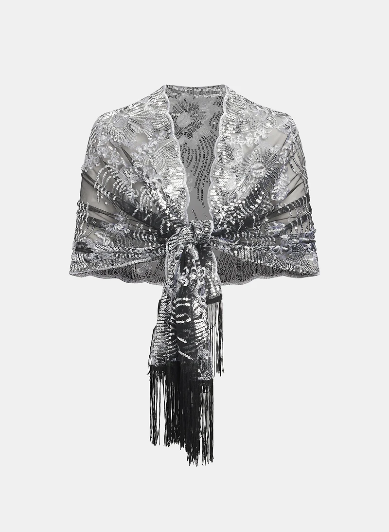 Sequined Floral Wrap