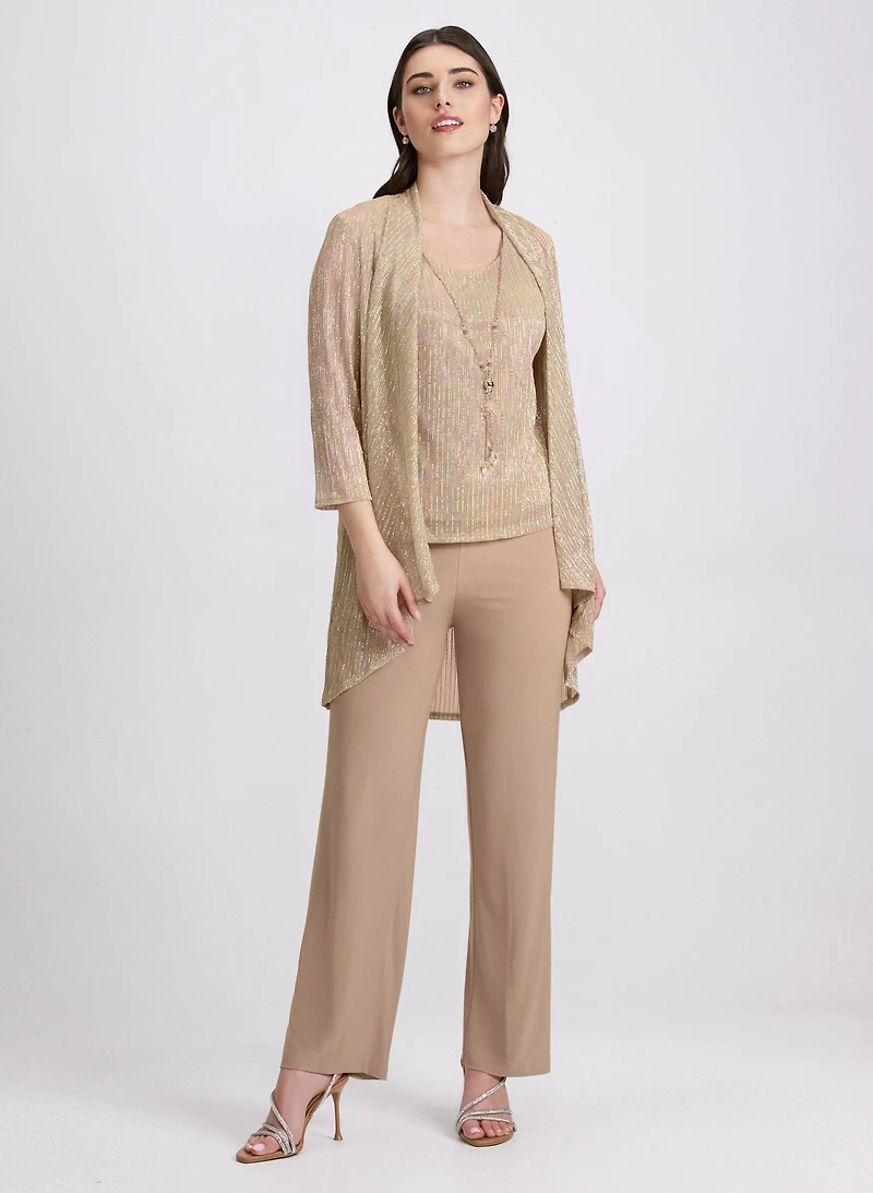 Sequined Jacket, Top & Pants Set