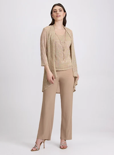 Sequined Jacket, Top & Pants Set