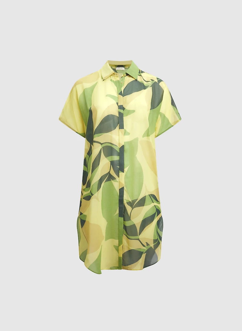 Leaf Print Chiffon Tunic