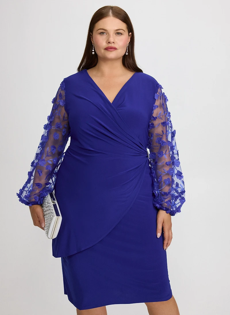 Floral Applique Sleeve Dress