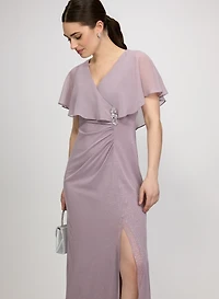 Robe longue à capelet en chiffon