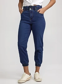 Elasticized Mid-Rise Jeans