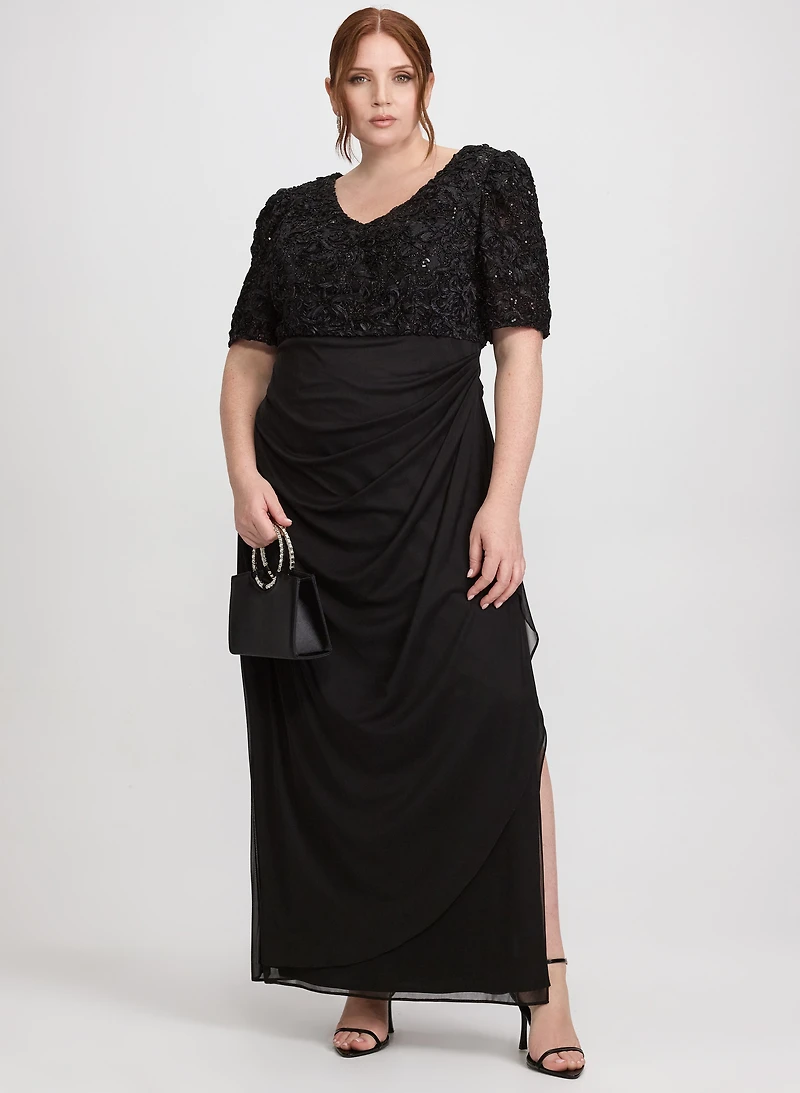 Sequined Lace Bodice Dress