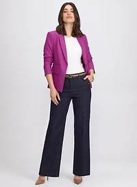 Notched Lapel Blazer & Olivia Denim Wide-Leg Pants