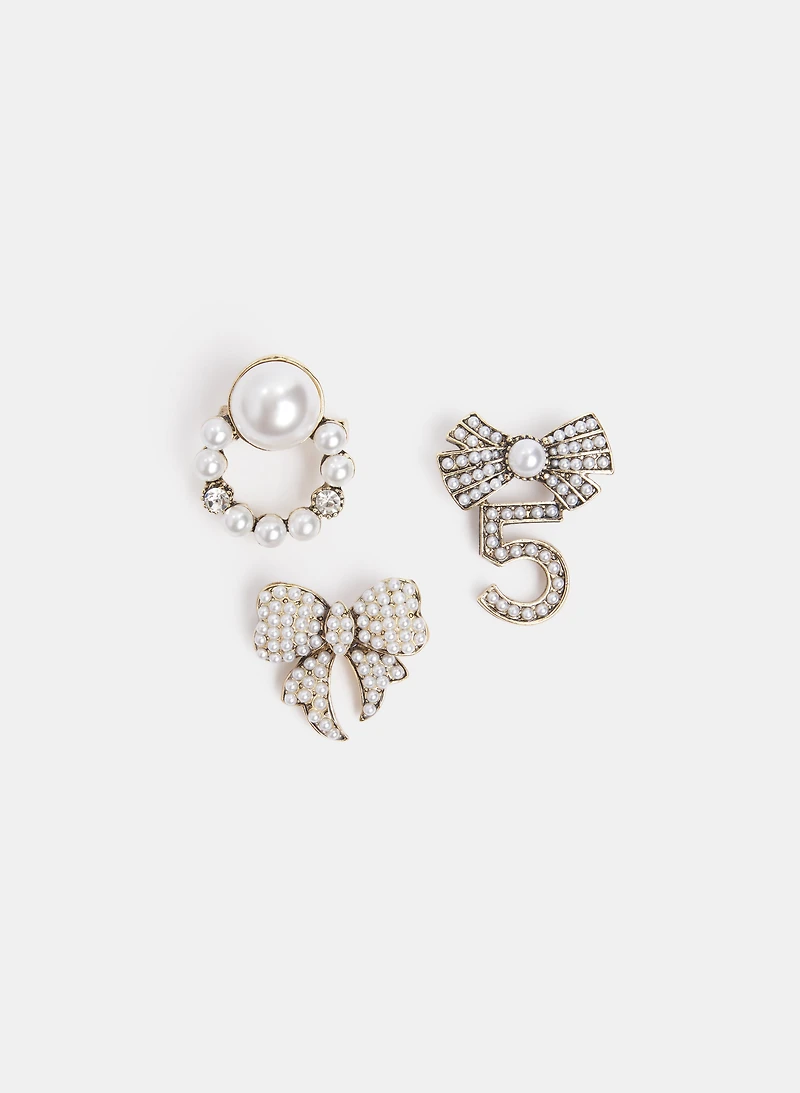 Ensemble de trois broches perlées