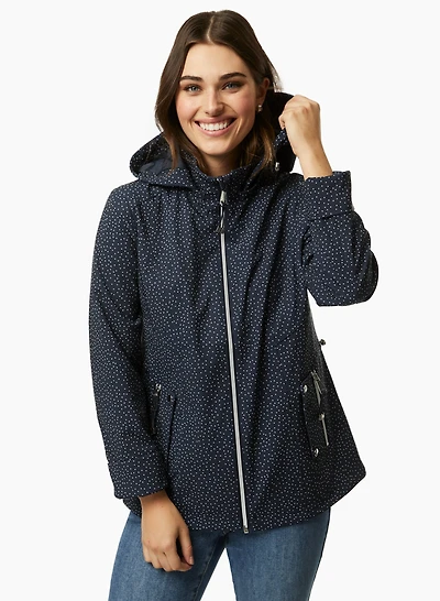 Manteau léger à capuche et motif pois