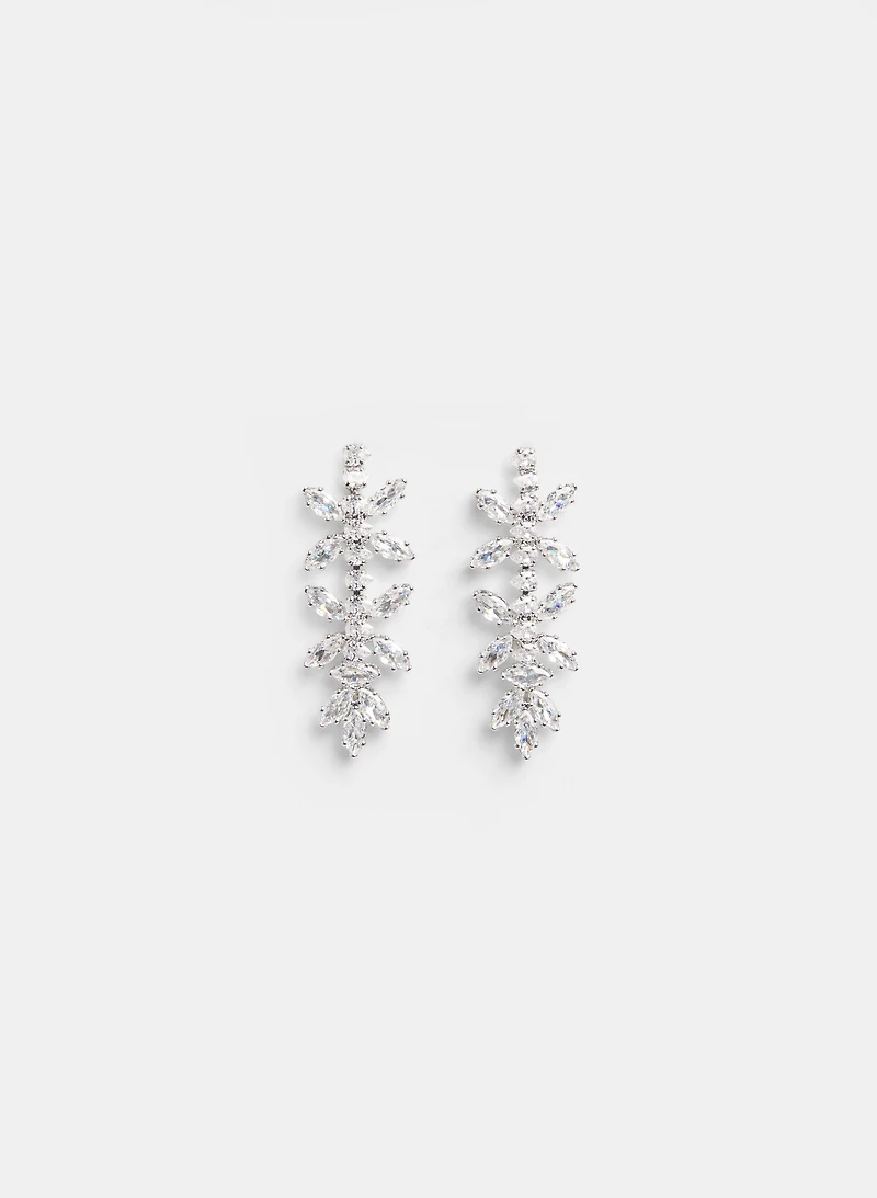 Cubic Zirconia Leaf Earrings