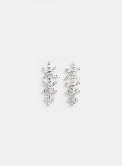 Cubic Zirconia Leaf Earrings
