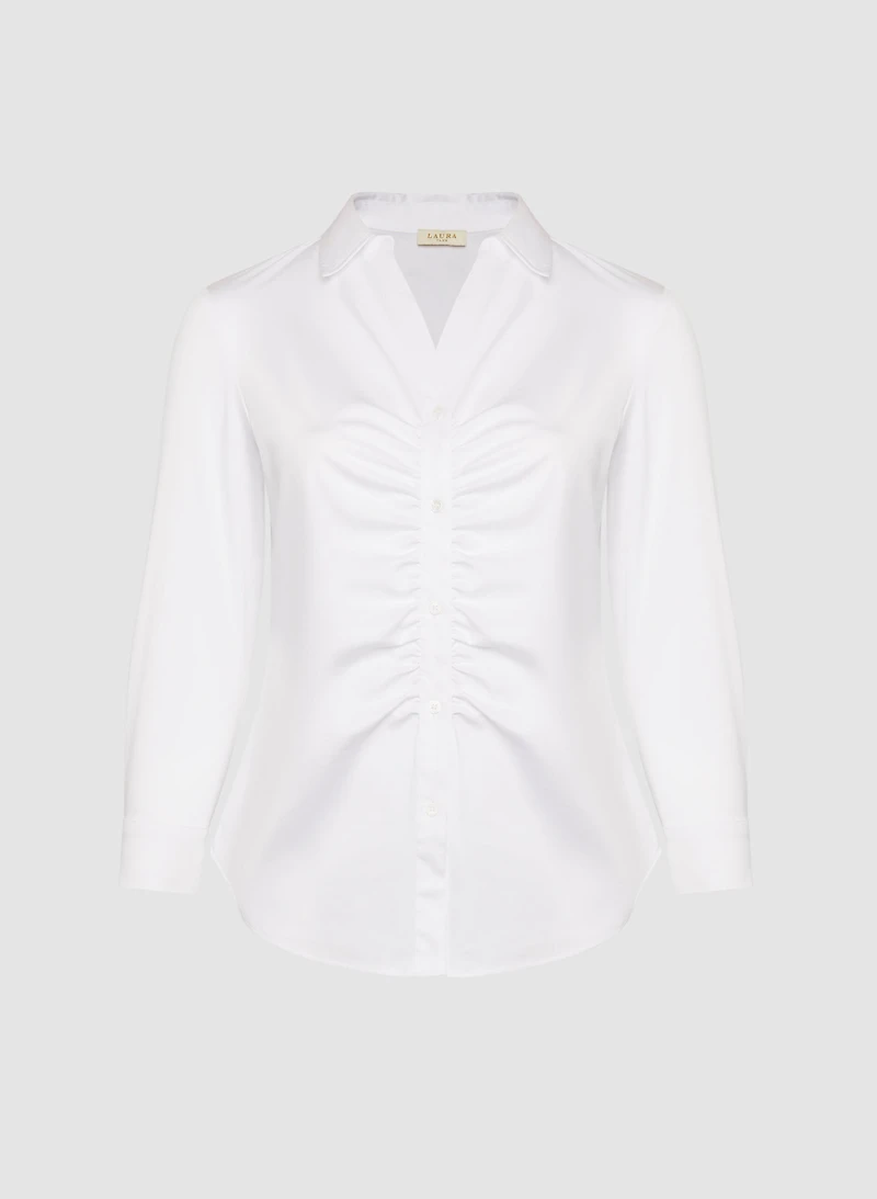 Pleated Detail Button Down Blouse