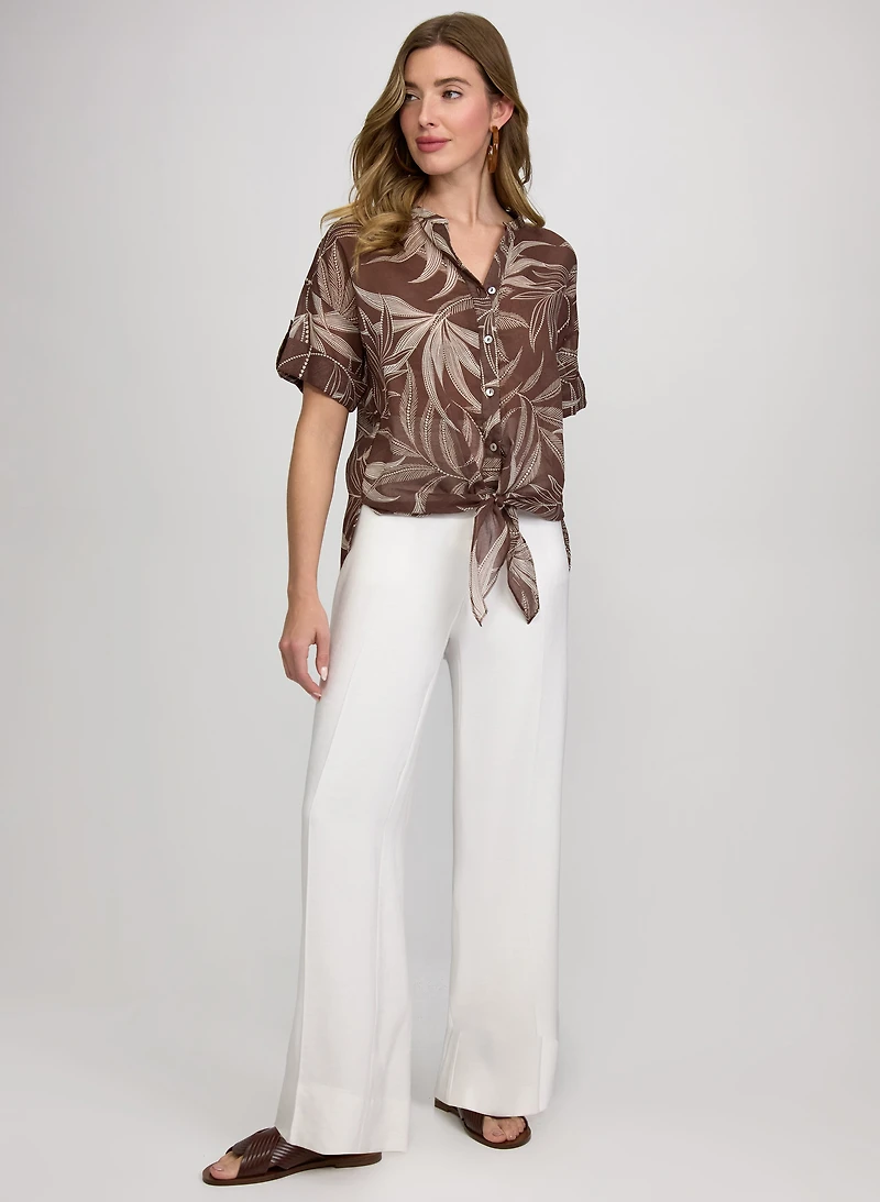 Leaf Print Cotton Blouse