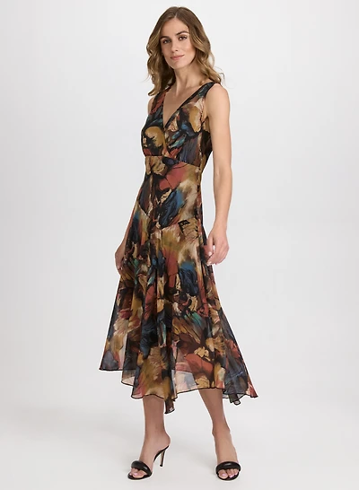 Floral Chiffon Midi Dress