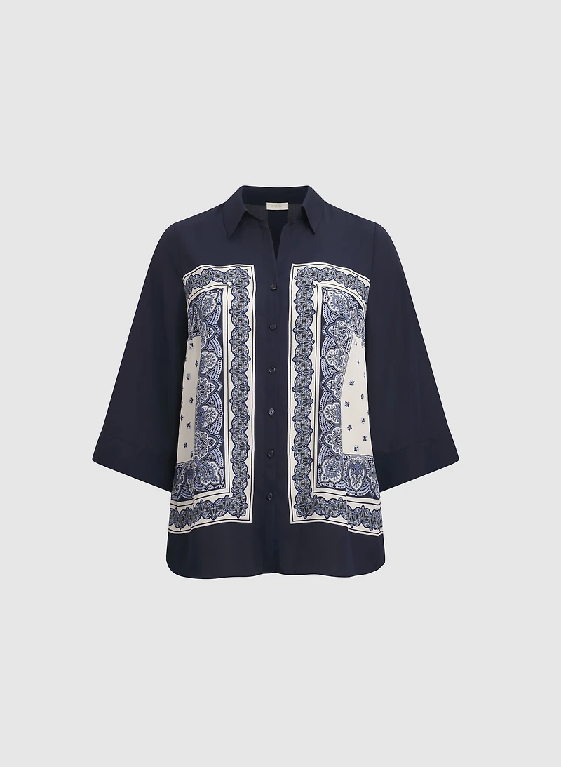 Paisley Button-Down Blouse