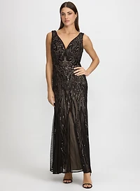 Baroque Sequined Mesh Dress