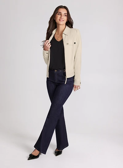 Faux-Suede Jacket & Flared Jeans