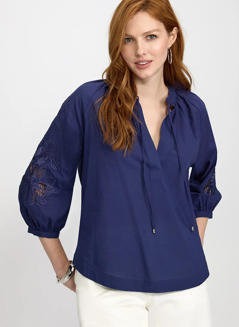 Embroidered Sleeve Blouse