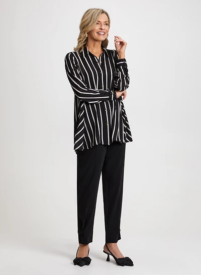 Stripe Print Blouse & Tapered Leg Pants