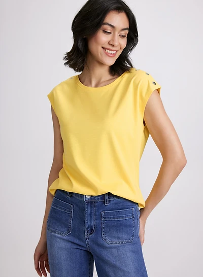 Metallic Button T-Shirt