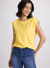 Metallic Button T-Shirt