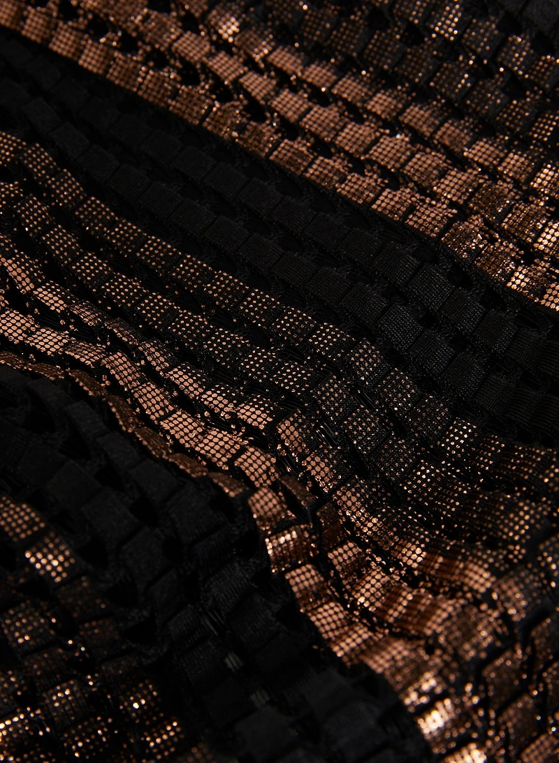 Haut crocheté à rayures métalliques