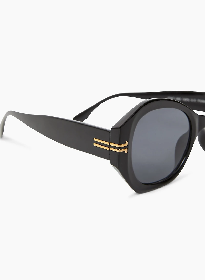 Gold Metallic Stripe Detail Sunglasses